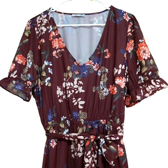 Dex Short Sleeve Floral Dress Size L - Picture 3 of 5